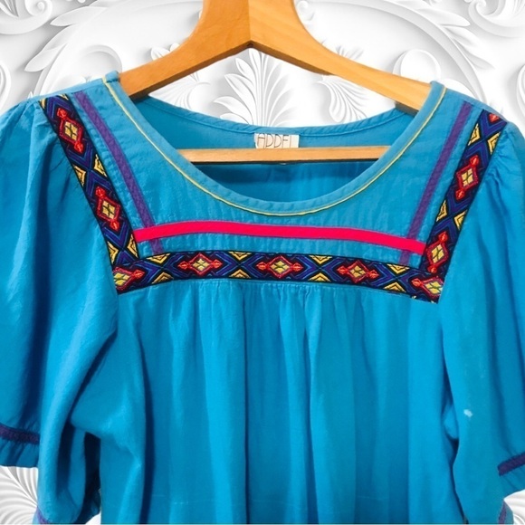 Vintage Appel Leisure Wear 1980’s Turquoise Patio Dress - Picture 2 of 4